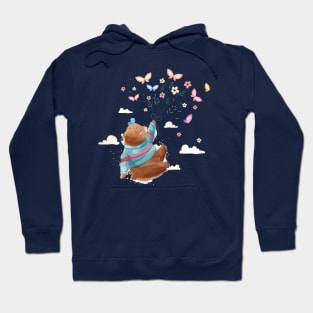 bear flying with butterflies Hoodie